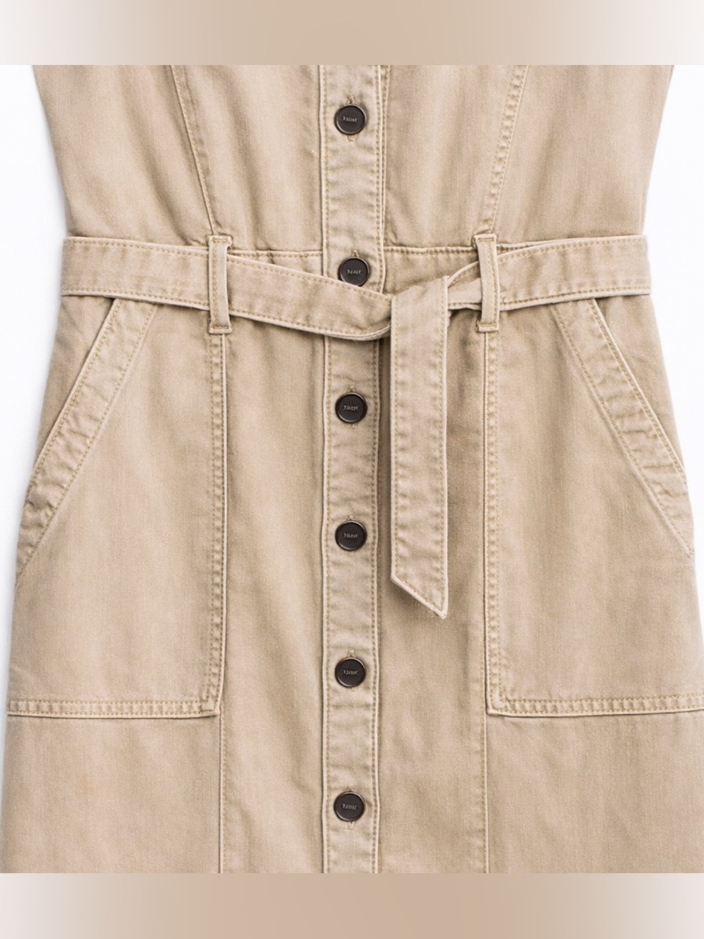 PAIGE Jaxsyn Midi Dress Utility Shirt Dress Belted Warm Sand Size 8 - Picture 5 of 10